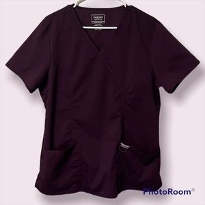 Cherokee Eggplant Scrub Top. Size Large.